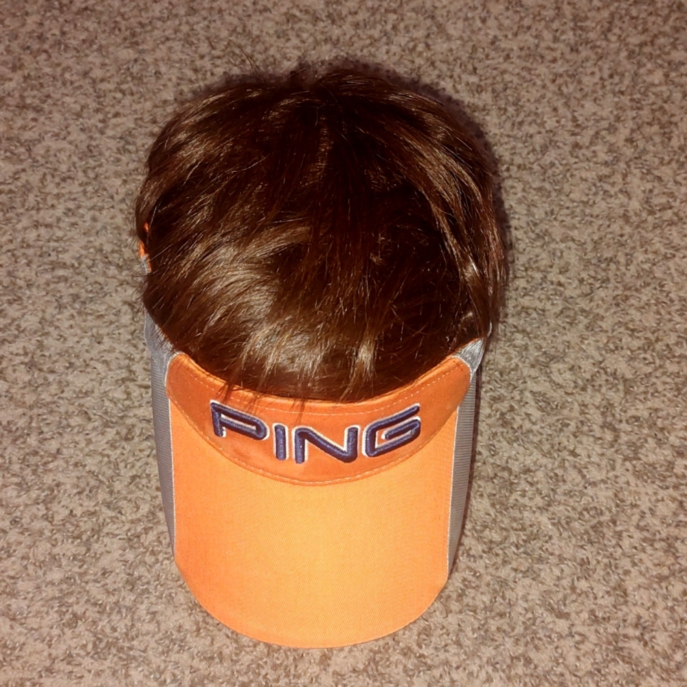 Ping Embroidered Adjustable Golf Visor Orange Gray - image 2